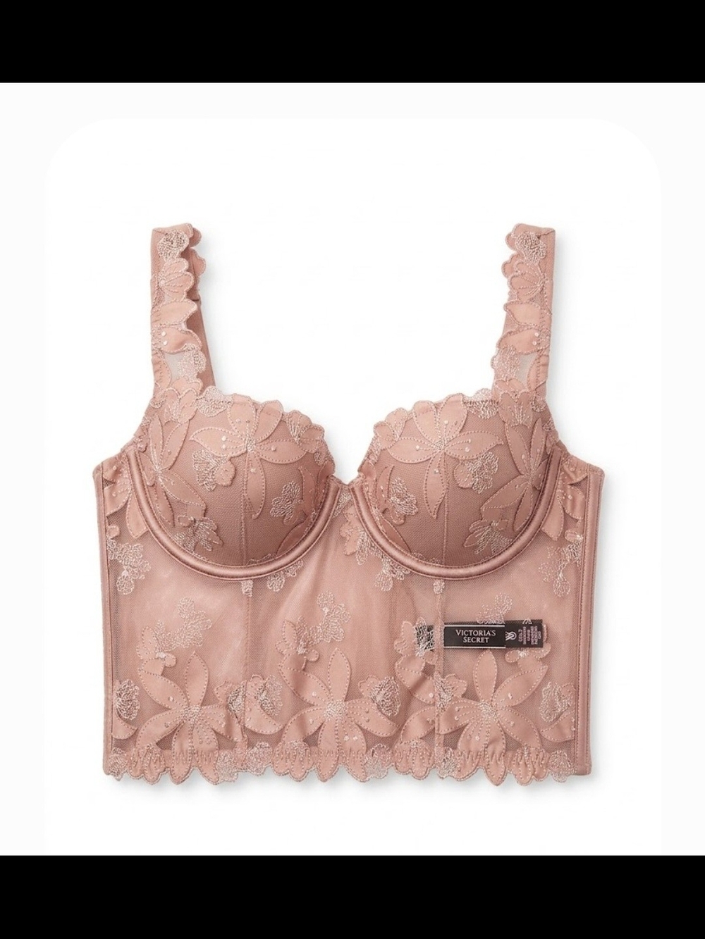 Victoria's Secret Blush Pink Longline Lace Underwire Bra